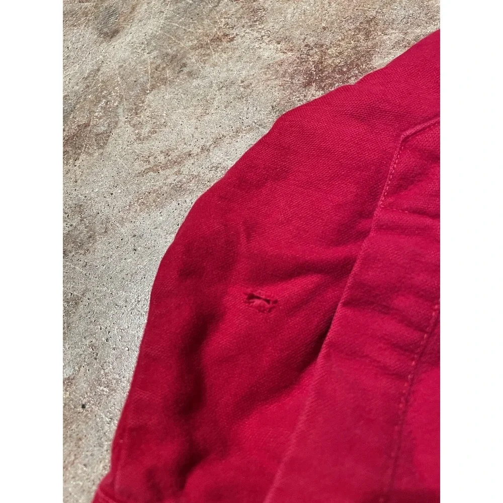 Vintage Lee USA Western Wear Red Pearl Snap Extra Long Tails 70s 80s Sz L/XL *‎